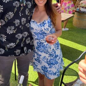 Floral Blue and White Dress